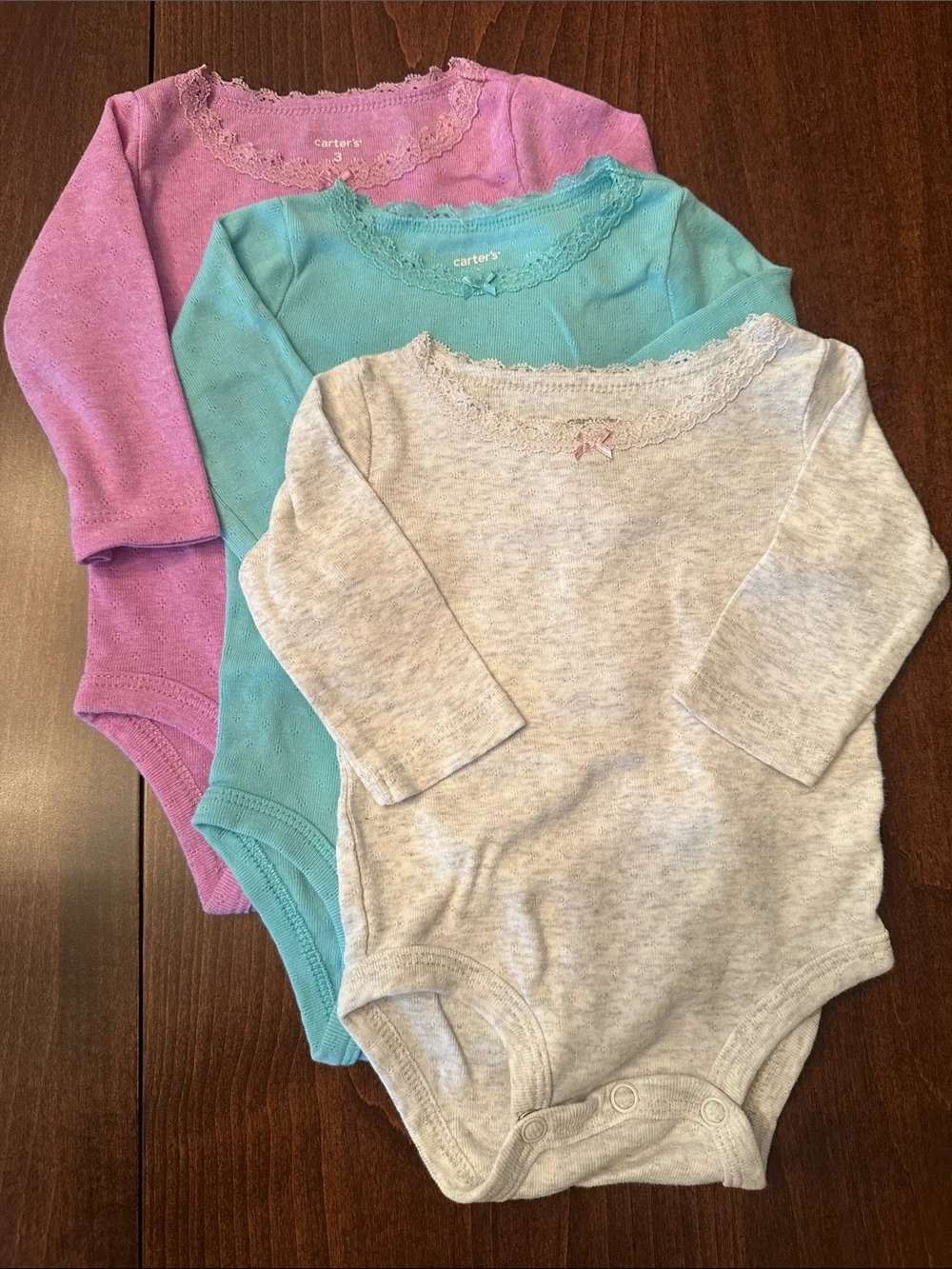 Carter's Pink, Teal, Gray Bodysuits with Yellow Cardigan Sweater